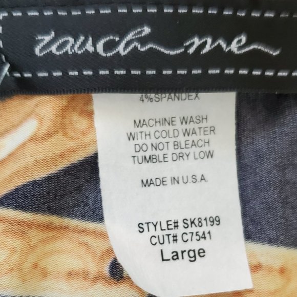 Touch Me Black/Bronze Chain Print One Shoulder Blouse with Asymmetric Skirt SZ L - Picture 4 of 8